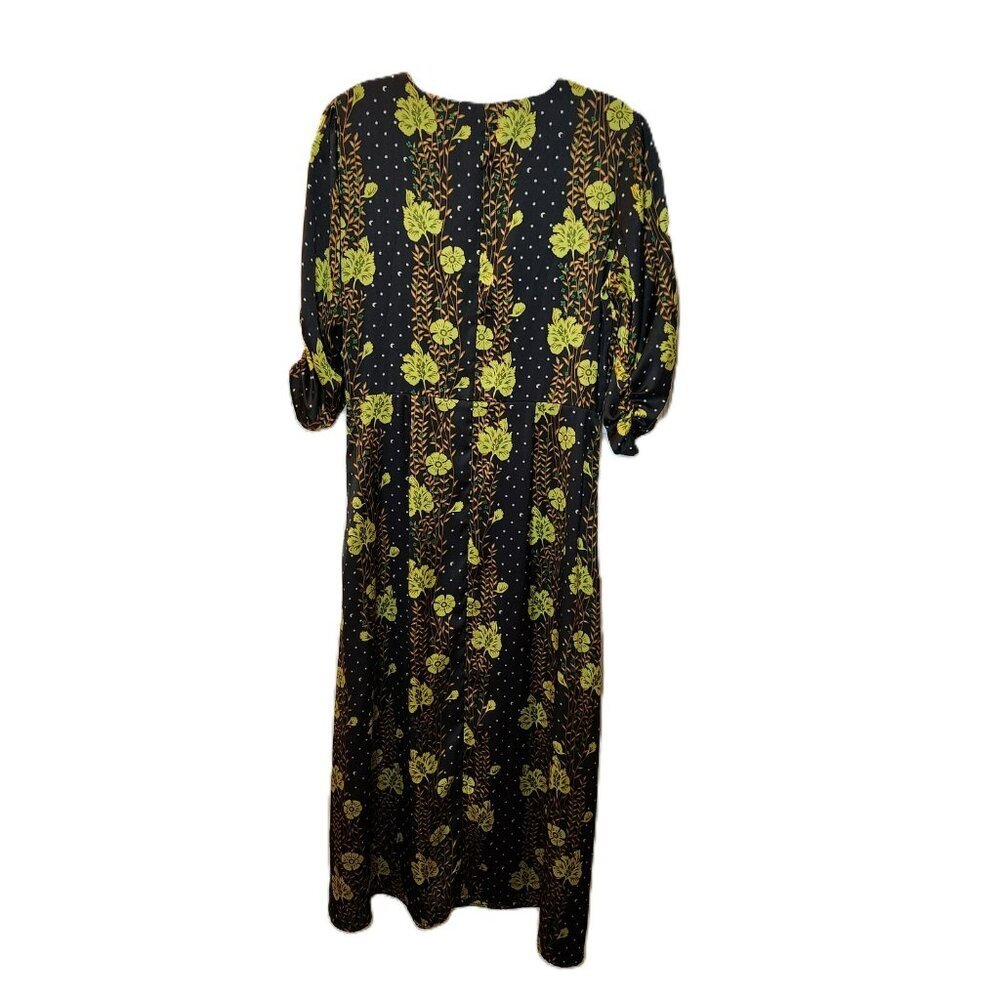 Floral Black and Yellow Women's Dress - Picture 3 of 11